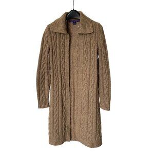 Brown Cashmere Ralph Lauren Long Open Carnigan Sweater